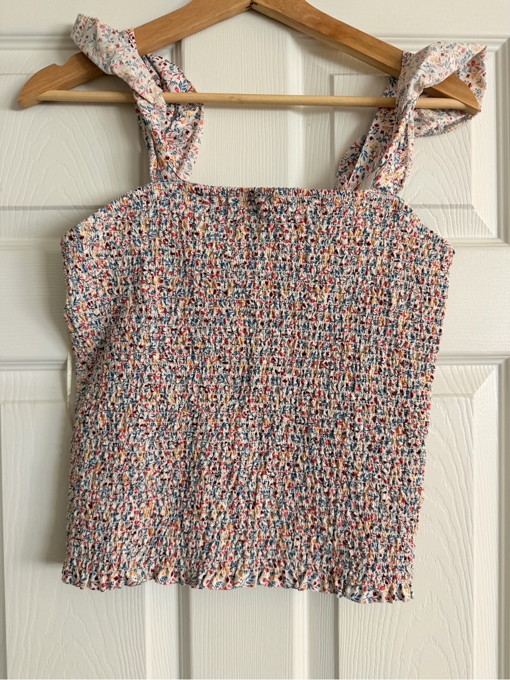 Smocked Multicolor Tie-Strap Tank Top - Women